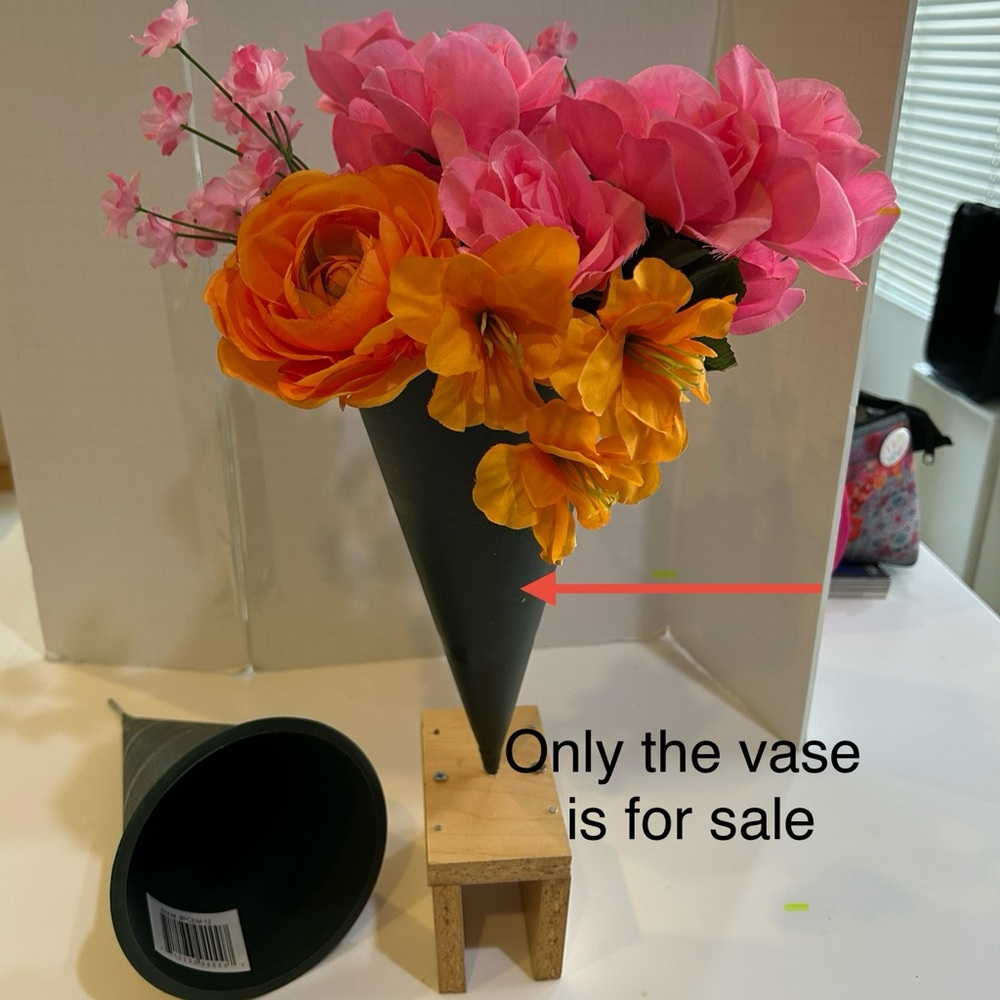 Set of 3! Floral Cemetery Vases, plastic with metal ground stake. Large Size
